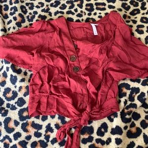 Beautiful button down red crop top